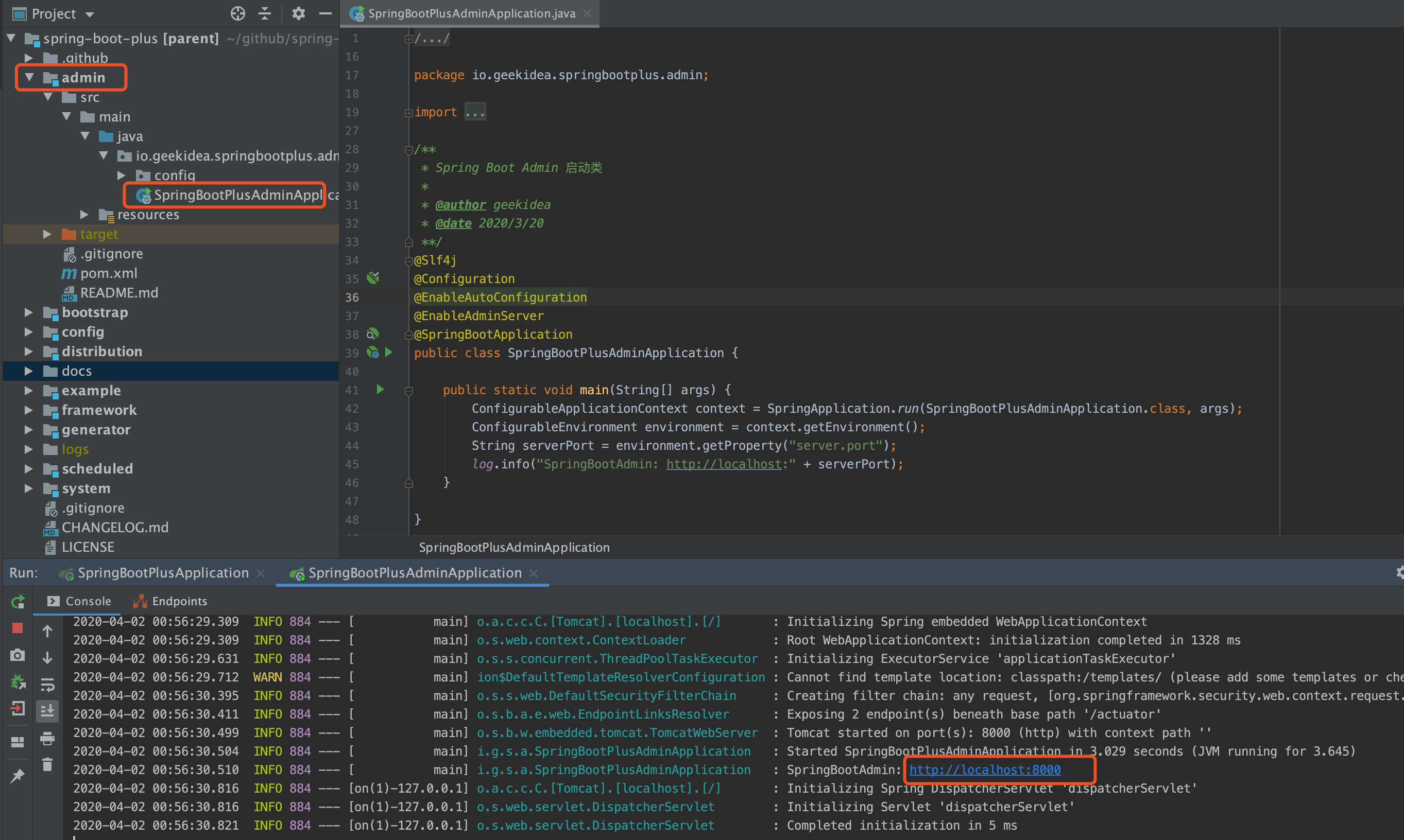 启动Spring Boot Admin Server